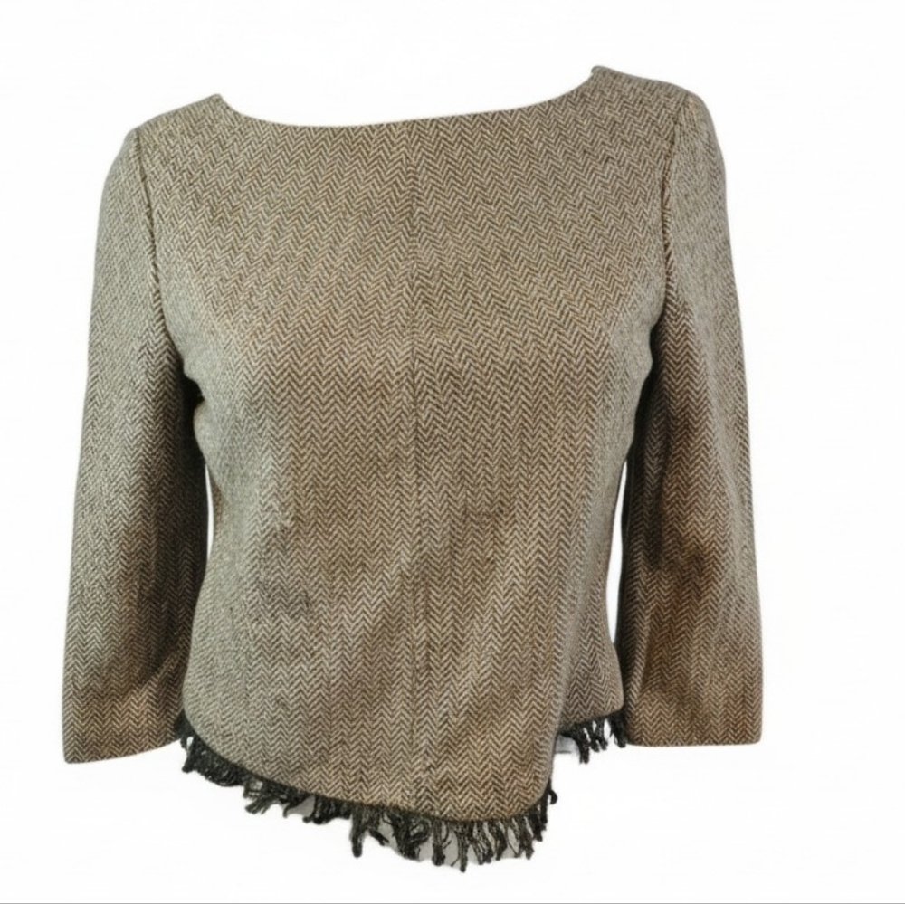 Classiques Entier Size 4P Herringbone Brown Top Wool Blend